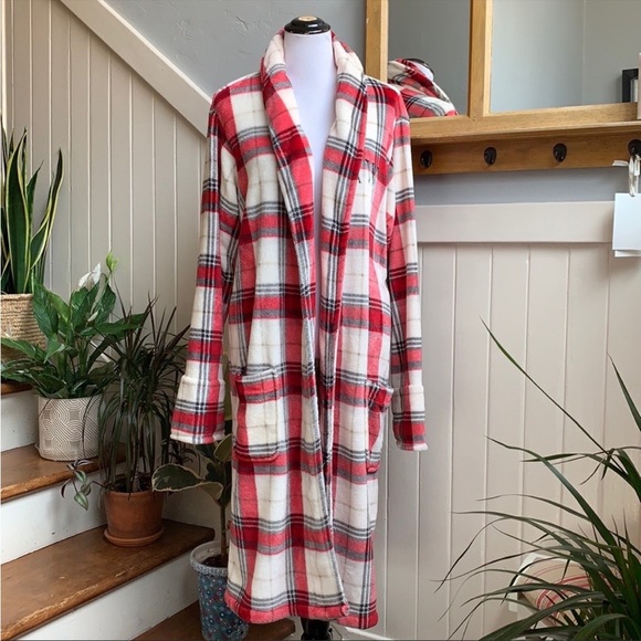 NWOT Pottery Barn Winslow Plaid Plush Robe Multi - Picture 9 of 14